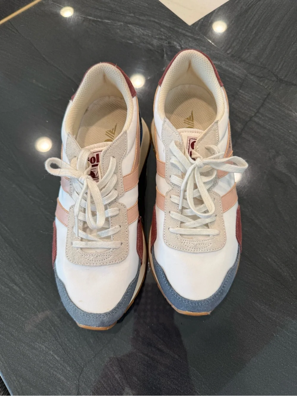 Gola White Sneakers with Pink, Blue and Burgundy Accents - Picture 4 of 9
